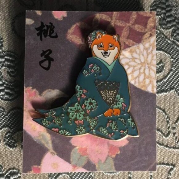 NWT Shiba Inu Geisha Enamel Pin - Picture 6 of 6